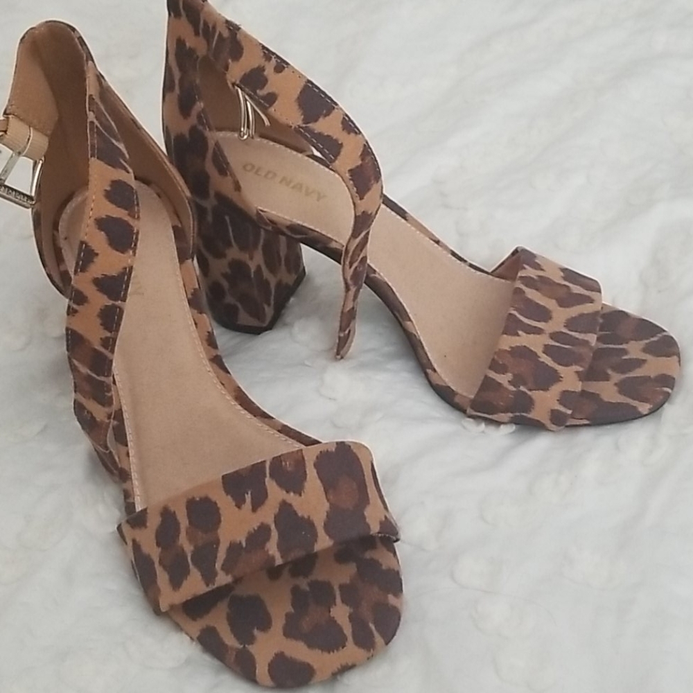 Leopard print block heels